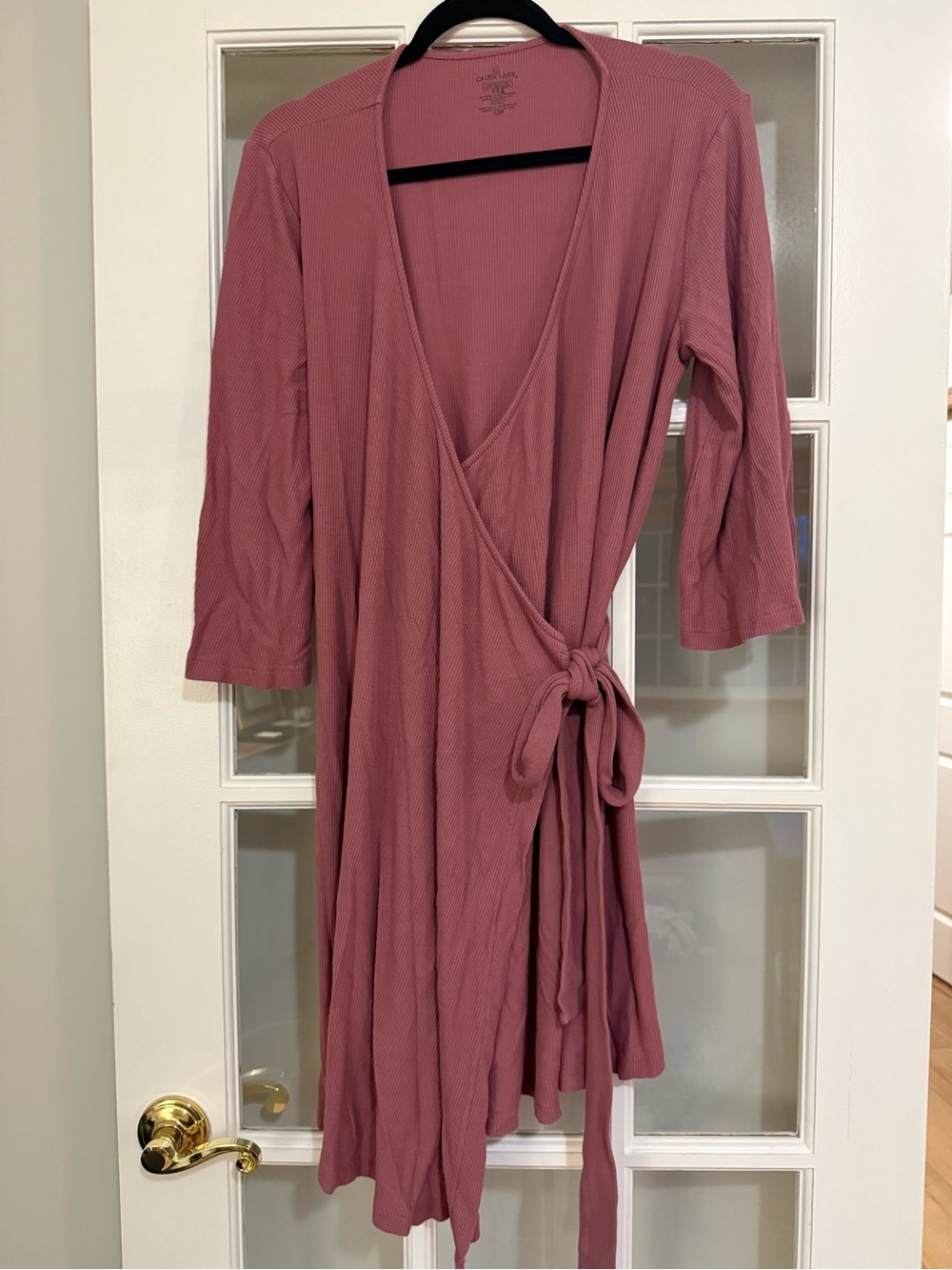 Caden Lane Ribbed Maternity Robe Dusty Rose